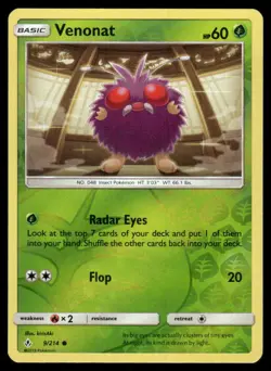 Venonat 9/214 Common Unbroken Bonds Pokemon Reverse Holo Near Mint - Image 1