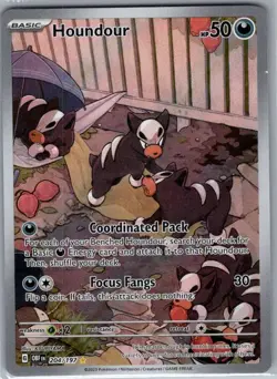 Houndour 204/197 SV03: Obsidian Flames - Pokemon Card - NM - Image 1