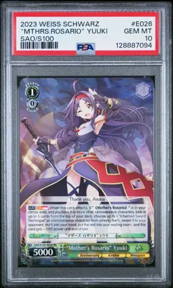 PSA 10 WEISS SCHWARZ SWORD ART ONLINE SAO E026 MOTHERS ROSARIO YUUKI POP 7 - Image 1