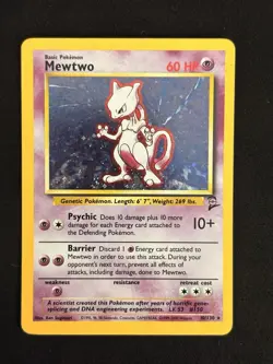 Pokemon TCG Mewtwo Base Set 2 Holo Rare Card 10/130 LP/NM - Image 1