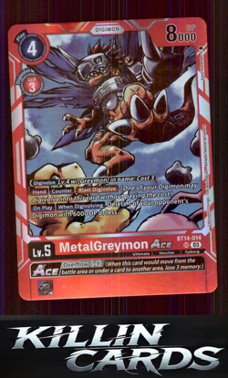 MetalGreymon ACE BT14-014 SR Digimon Card Game Super Rare Blast Ace Card NM - Image 1