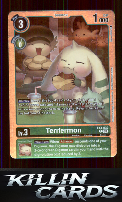 Terriermon EX4-032 C Digimon Card Game Common Alternative Being Booster Card NM - Image 1