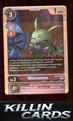 Wormmon EX3-055 R Digimon Card Game Rare Draconic Roar Card NM - Image 1