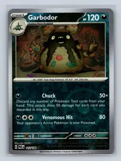 Garbodor Reverse Holo #117/182 SV04: Paradox Rift NM Pokemon TCG - Image 1