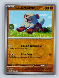 Hisuian Growlithe Reverse Holo #099/167 SV06: Twilight Masquerade NM Pokemon TCG - Image 1