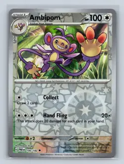 Ambipom Reverse Holo #146/182 SV04: Paradox Rift NM Pokemon TCG - Image 1