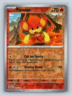 Pansear Reverse Holo #020/182 SV04: Paradox Rift NM Pokemon TCG - Image 1