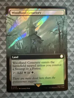 MTG Woodland Cemetery #1056 Surge Foil Extended Art Rare UB: Fallout (PIP) - Image 2