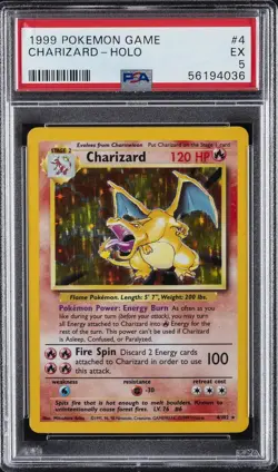 1999 POKEMON GAME #4 CHARIZARD-HOLO PSA 5 - Image 1