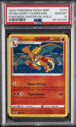 2022 POKEMON SWSH BLACK STAR PROMO #075 SPECIAL DELIVERY CHARIZARD-HOLO PSA 10 - Image 1