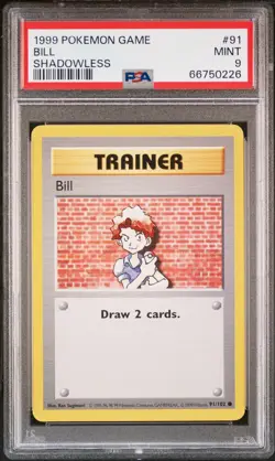1999 POKEMON GAME SHADOWLESS #91 BILL PSA 9 - Image 1