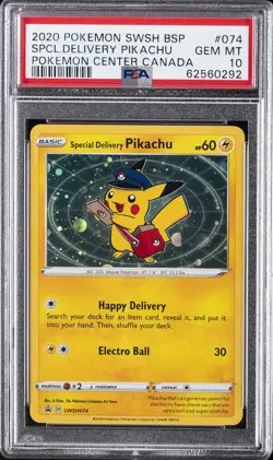 2020 POKEMON SWSH BLACK STAR PROMO #074 SPECIAL DELIVERY PIKACHU-HOLO PSA 10 - Image 1