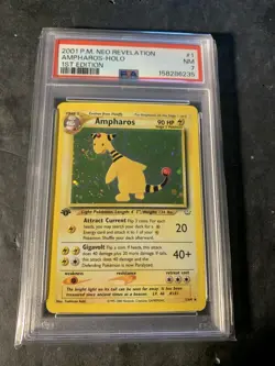 2001 Pokemon Neo Revelation Ampharos 1/64 1st Edition Holo PSA7 - Image 1