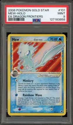 Pokemon Mew Gold Star EX Dragon Frontiers Holo Ultra Rare #101 PSA 9 Mint - Image 1