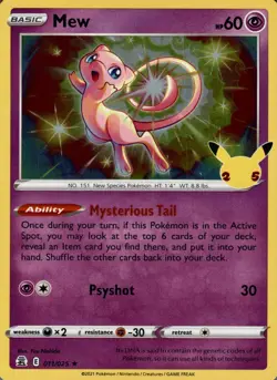 Mew 011/025 Holo Rare Celebrations Pokemon Near Mint - Image 1