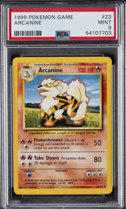 1999 POKEMON GAME #23 ARCANINE PSA 9 - Image 1