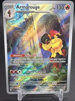 Pokemon Armarouge Stage 1 Fire Holo Card 203/198 HP 130 SV01 Illustration Rare - Image 1