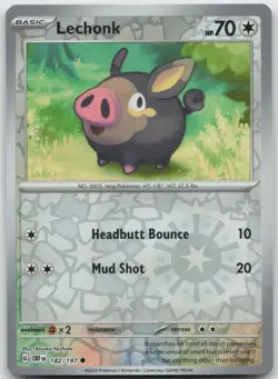 Lechonk 182/197 Common Obsidian Flames Pokemon Reverse Holo Near Mint - Image 1