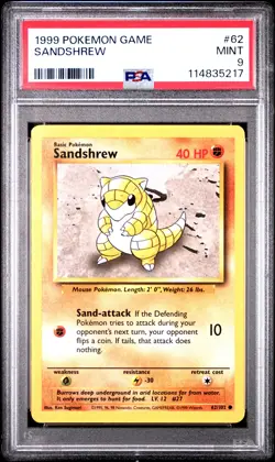 1999 POKEMON GAME #62 SANDSHREW PSA 9 - Image 1
