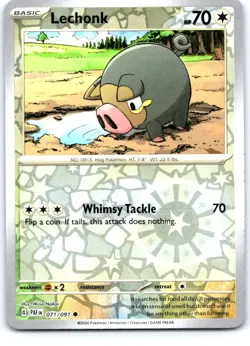 Lechonk 071/091 Common Paldean Fates Pokemon Reverse Holo Near Mint - Image 1