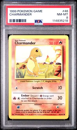 1999 POKEMON GAME #46 CHARMANDER PSA 8 - Image 1