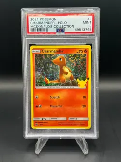 2021 POKEMON MCDONALD'S 25TH ANV SPECIAL ED #9/25 CHARMANDER HOLO PSA 9 - Image 1