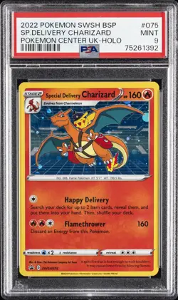 2022 POKEMON SWSH BLACK STAR PROMO #075 SPECIAL DELIVERY CHARIZARD-HOLO PSA 9 - Image 1