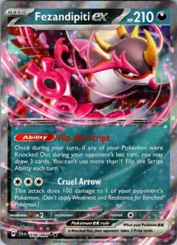 Fezandipiti ex 038/064 Double Rare Shrouded Fable Pokemon Holo Near Mint - Image 1