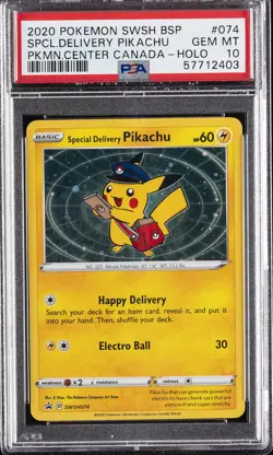 2020 POKEMON SWSH BLACK STAR PROMO #074 SPECIAL DELIVERY PIKACHU-HOLO PSA 10 - Image 1