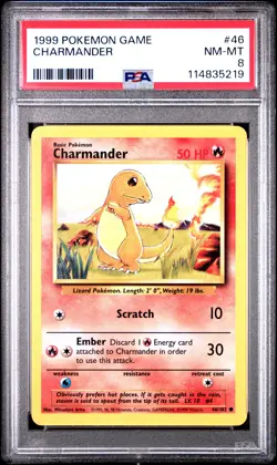1999 POKEMON GAME #46 CHARMANDER PSA 8 - Image 1