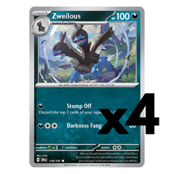 4x Zweilous - 118/191 - SV08: Surging Sparks (SSP) Pokemon Playset x4 - Image 1