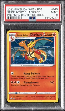 2022 POKEMON SWSH BLACK STAR PROMO #075 SPECIAL DELIVERY CHARIZARD-HOLO PSA 9 - Image 1