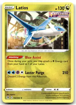 Latios 194/264 SWSH08: Fusion Strike Rare Normal Pokemon TCG LP - Image 1