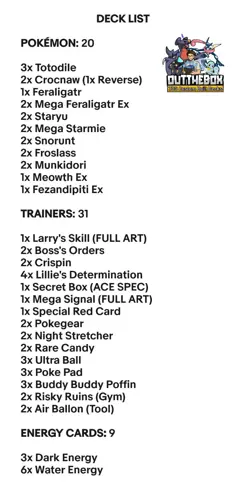 Mega Feraligatr Ex & Mega Starmie - Pokemon TCG - OutTheBoxTCG Custom Meta Decks - Image 2