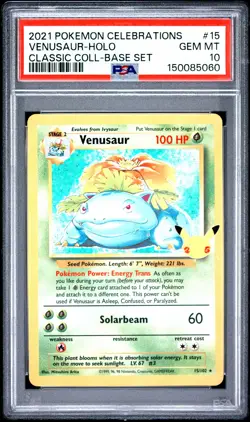 PSA 10 Venusaur Holo 15 Celebrations Classic Collection Pokemon Card - Image 1
