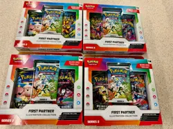 🔥Pokemon First Partner Pack Lot of 4 – Sealed Illustration Collection Series 1 - Image 1