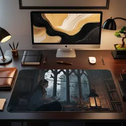 Cozy Lofi Vampire Playmat - Fantasy Desk Pad for MTG YuGiOh DND, Gaming Mat - Image 2