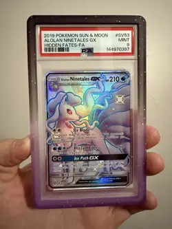 Pokemon Sun & Moon Hidden Fates SV53/SV94 Full Art Alolan Ninetales GX PSA 9 - Image 3