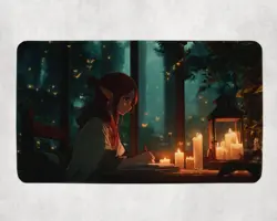 Cozy Lofi Elf Playmat - Fantasy Desk Pad for MTG YuGiOh DND, Gaming Mat - Image 1