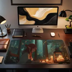 Cozy Lofi Elf Playmat - Fantasy Desk Pad for MTG YuGiOh DND, Gaming Mat - Image 2