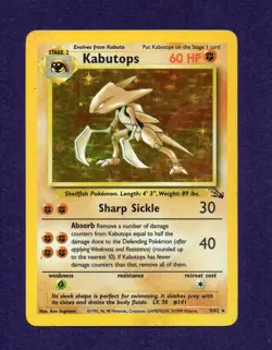 Pokemon Kabutops holo card 9/62 Fossil 1999 - Rare - Image 1
