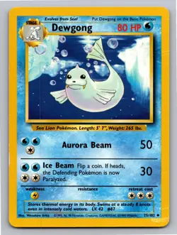 Dewgong 25/102 Uncommon Base Set Unlimited Pokemon Lightly Played - Image 1