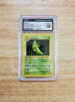 Pokemon CGC 10 GEM MINT 1999 Metapod 1st Edition Shadowless Base Set Card - Image 1