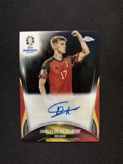 Charles De Ketelaere 2024 Topps Chrome UEFA EURO Auto Card Black 1/10 Belgium - Image 1