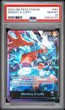 2025 One Piece ST26 EN Monkey D Luffy #081 PSA 10 GEM MINT - Image 1
