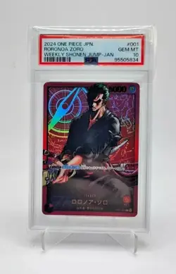 PSA 10 Zoro OP01-001 L Weekly Shonen Jump 2024 Japanese Promo One Piece Card - Image 1