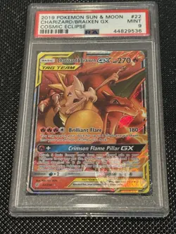 Pokemon Charizard Braixen GX 22/236 Sun Moon Cosmic Eclipse PSA 9 Mint Card - Image 1