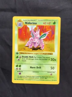Pokemon Cards: Base Set 1st Edition Uncommon: Nidorino 37/102 - Image 1