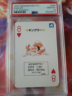 1996 Pokemon Kingler 8 of Hearts #099 Red Charizard Playing Card PSA 10 Gem Mint - Image 1