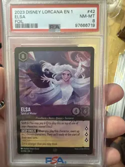 Disney Lorcana Spirit Of Winter Elsa Holo Foil #42/208 Card MINT PSA 8 - Image 1
